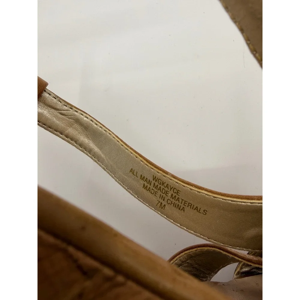 Guess WGKayce Womens Tan Brown Cork Platform Wedge Strappy Sandals Size 7M